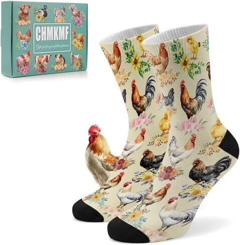Funny Farm Animal Print Socks for Women Men Novelty Crew Socks Farm Animal Gifts in Saudi Arabia