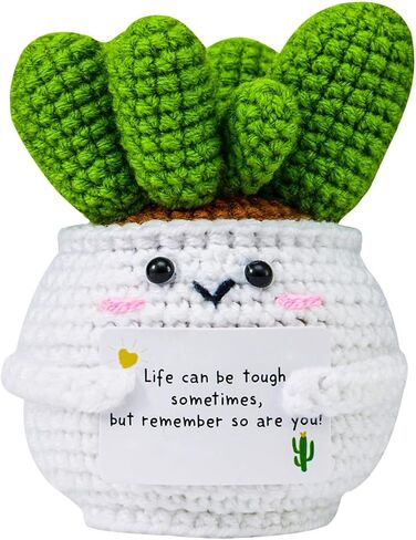 Handmade Crochet Cactus Positive Crochet Doll Crochet Gifts for Women Men Mom Teacher Gifts for Friendship Coworker Birthday Gifts Crochet Plant Office Desk Decor in Saudi Arabia