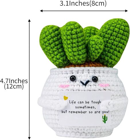 Handmade Crochet Cactus Positive Crochet Doll Crochet Gifts for Women Men Mom Teacher Gifts for Friendship Coworker Birthday Gifts Crochet Plant Office Desk Decor in Saudi Arabia