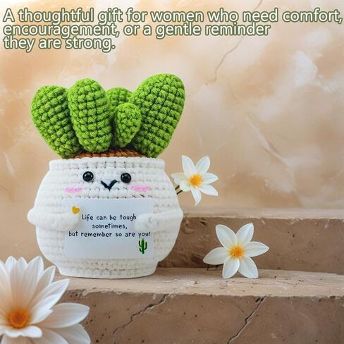 Handmade Crochet Cactus Positive Crochet Doll Crochet Gifts for Women Men Mom Teacher Gifts for Friendship Coworker Birthday Gifts Crochet Plant Office Desk Decor in Saudi Arabia