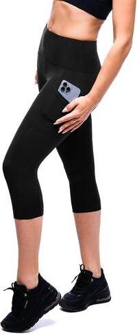 Capri Leggings for Women with Pockets High-Waisted Workout Yoga Running Gym Pants in Saudi Arabia