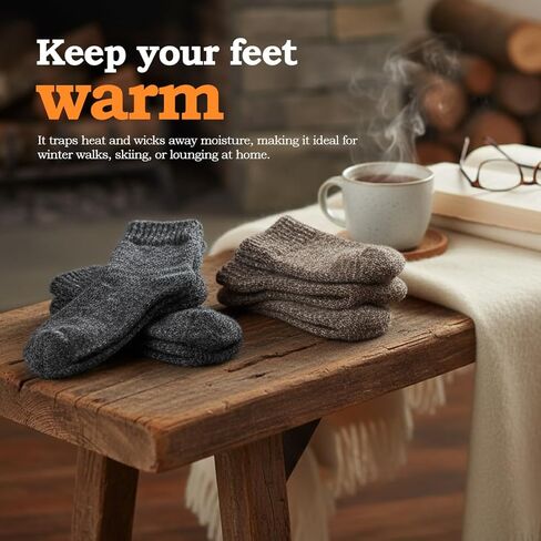 3-Pair Thermal Wool Hiking Socks, Warm Winter Wear for Cold Weather Comfort in Saudi Arabia