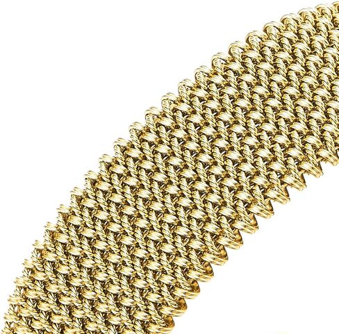 سوار COOLSTEELANDBEYOND عريض من شبكة معدنية ذهبية واسعة، سوار مفتوح، مجوهرات أنيقة وحديثة in Saudi Arabia