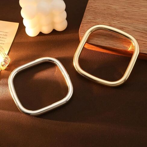 2Pcs Gold Bracelets for Women,Chunky Glossy Square Cuff Bangle,Wrist Stacked Statement Bracelet Set,Personalized Birthday Jewelry Accessories Gifts in Saudi Arabia