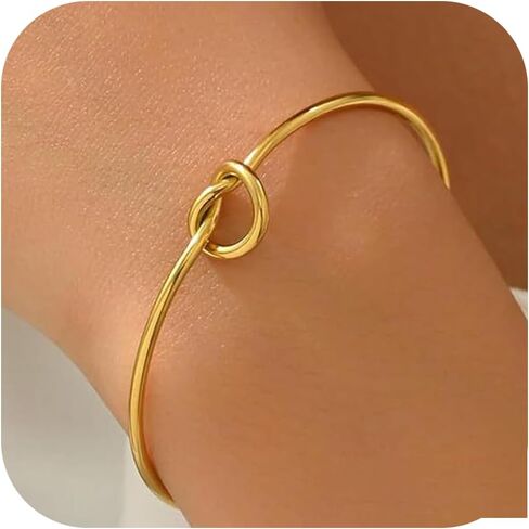 Love Knot Cuff Bangle Bracelets for Women 14K Gold Plated Forever Love Knot Infinity Bangle Bracelets Adjustable Gold Bracelet for Women Bridesmaid Proposal Weeding Jewelry in Saudi Arabia