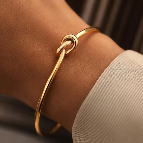 Love Knot Cuff Bangle Bracelets for Women 14K Gold Plated Forever Love Knot Infinity Bangle Bracelets Adjustable Gold Bracelet for Women Bridesmaid Proposal Weeding Jewelry in Saudi Arabia
