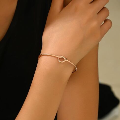 Love Knot Cuff Bangle Bracelets for Women 14K Gold Plated Forever Love Knot Infinity Bangle Bracelets Adjustable Gold Bracelet for Women Bridesmaid Proposal Weeding Jewelry in Saudi Arabia