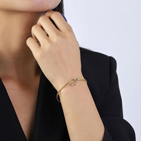 Love Knot Cuff Bangle Bracelets for Women 14K Gold Plated Forever Love Knot Infinity Bangle Bracelets Adjustable Gold Bracelet for Women Bridesmaid Proposal Weeding Jewelry in Saudi Arabia