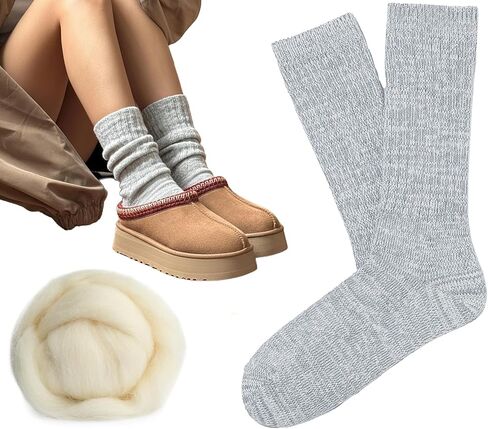 جورب نسائي منسوج بضلع مترهل وغامض ومتوافق مع جوارب Uggs موضة خريف وشتاء 2025 الناعمة اللطيفة in Kuwait