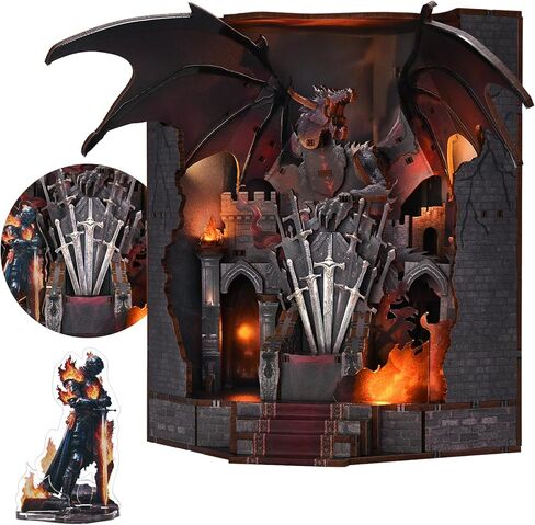 Book Nook Kit Library ، DIY Miniature House Kit ، 3D Wooden Puzzle Dollhouse Kit للبالغين والمراهقين ، رف الكتب BookNook نموذج خزانة تصميم أدوات زقاق مع LED Light (Law Library) in Kuwait