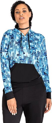 Poetic Justice Curvy Women's Blue Geometric Print Hoodie in Saudi Arabia
