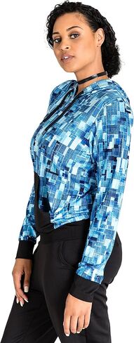 Poetic Justice Curvy Women's Blue Geometric Print Hoodie in Saudi Arabia