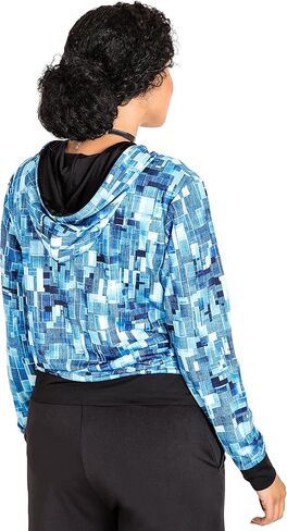 Poetic Justice Curvy Women's Blue Geometric Print Hoodie in Saudi Arabia