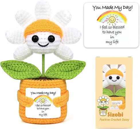 هدايا عيد ميلاد sizobi ​​للأم من ابنة ابنها، دعم عاطفي مصنوع يدويًا من الكروشيه هدية ديزي صغيرة للأم الأم في القانون خطوة إضافية، مضحك أنا أحبك تخزين المواد للنساء ديكور صغير لطيف in Kuwait