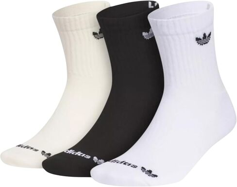 Adidas Men's Originals 3-Pack High Quarter Socks Large (8-12) White Black Beige in Saudi Arabia