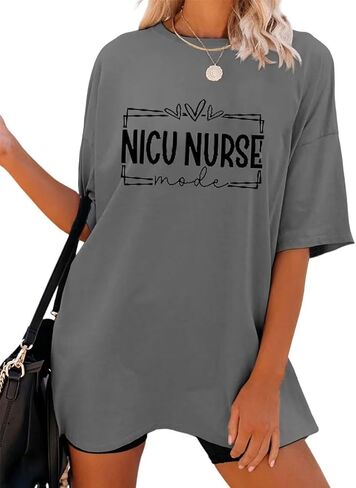 NICU Nurse Shirt Women Oversized Graphic Tees Summer Short Sleeve Tops Neonatal Itensive Care Unit Nursing T-Shirt in Saudi Arabia