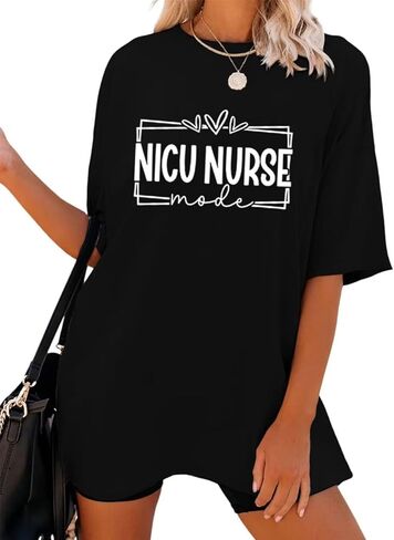 NICU Nurse Shirt Women Oversized Graphic Tees Summer Short Sleeve Tops Neonatal Itensive Care Unit Nursing T-Shirt in Saudi Arabia