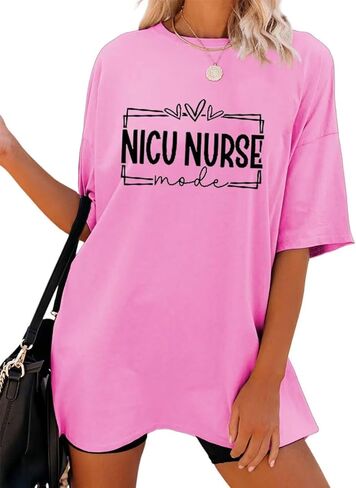 NICU Nurse Shirt Women Oversized Graphic Tees Summer Short Sleeve Tops Neonatal Itensive Care Unit Nursing T-Shirt in Saudi Arabia