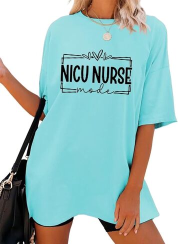 NICU Nurse Shirt Women Oversized Graphic Tees Summer Short Sleeve Tops Neonatal Itensive Care Unit Nursing T-Shirt in Saudi Arabia