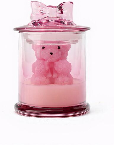 Pink Peony Scented with Pink Bear Candle, Pink Decorative Candle Gifts, Friendship Gifts for Best Friends, BFF, Coworker, Back to School Gift, Valentine’s Gift for her in Saudi Arabia