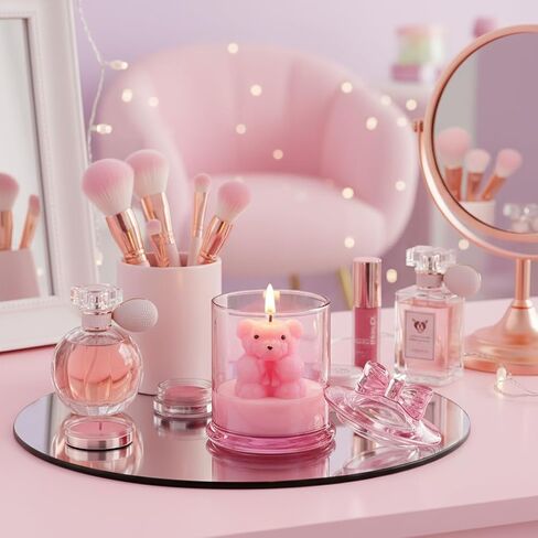 Pink Peony Scented with Pink Bear Candle, Pink Decorative Candle Gifts, Friendship Gifts for Best Friends, BFF, Coworker, Back to School Gift, Valentine’s Gift for her in Saudi Arabia