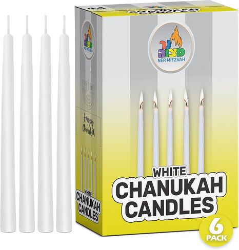 Ner Mitzvah White Chanukah Candles - Standard Size Fits Most Menorahs - Premium Quality Wax - 44 Count for All 8 Nights of Hanukkah. in Saudi Arabia