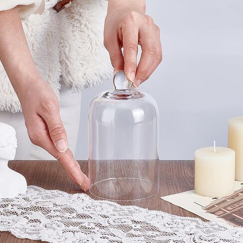 PH PandaHall 6x3.5 Inch Glass Dome Glass Cloche Mini Crystal Cloche Display Dome Vintage Style Pocket Watch Display Dome Bell Jar for Flower Jewellery Christmas Centerpiece Supplies, No Base in Saudi Arabia