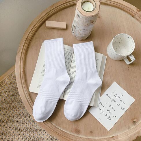 Women's Mini Crew Socks, 3 Pairs Leisure Athletic Mid-Calf Socks, Cotton Crew Socks for Women in Saudi Arabia