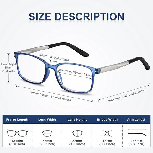 EASY READ TR90 Progressive Multifocal Reading Glasses for Men,Rectangular Blue Light Blocking Readers with Spring Hinge in Saudi Arabia