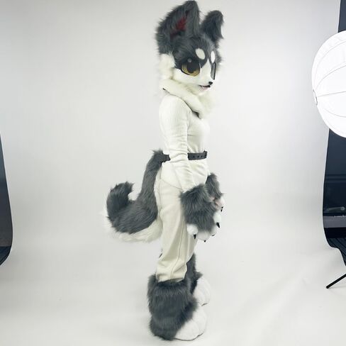 فروي Fusrsuit رئيس الكفوف حذاء ذيل البدلة fursuit قناع القط هالوين زي فو الفراء مضحك الأزياء in Kuwait