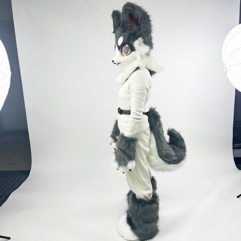 فروي Fusrsuit رئيس الكفوف حذاء ذيل البدلة fursuit قناع القط هالوين زي فو الفراء مضحك الأزياء in Kuwait