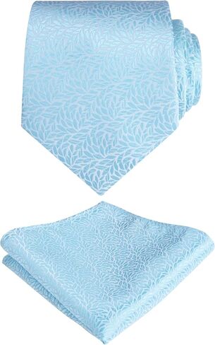Mens 3.15'' Fireworks Pattern Tie with Pocket Square Tie Set, Light Blue in Saudi Arabia