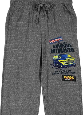 Bioworld Stranger Things WSQK Hawkins Hitmaker Men's Heather Gray Sleep Pajama Pants-Medium in Saudi Arabia