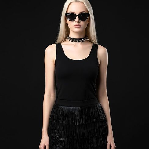 Grevosea Spiked Choker Collar for Women, Black Leather Choker Adjustable Punk Necklace Halloween Costume Jewelry Gothic Accessories in Saudi Arabia