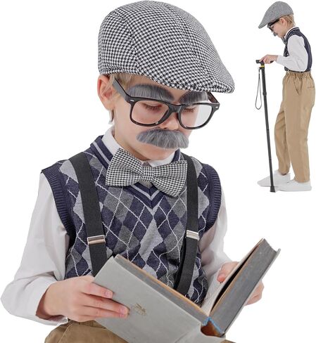 Kids 100 Days of School Costume for Boys,Toddler old man costume for Kid, Grandpa Vest Set for Child in Kuwait
