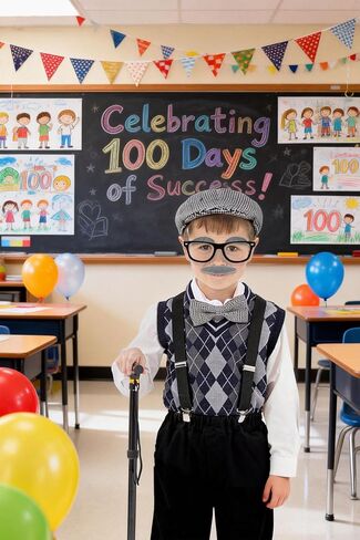 Kids 100 Days of School Costume for Boys,Toddler old man costume for Kid, Grandpa Vest Set for Child in Kuwait