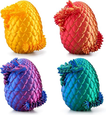 JOYIN 4Pcs 3D Printed Dragon Eggs with Laser Color Dragon, Articulated Toys, Easter Fidget Toy Basket Stuffers for Kids Party Favors, Easter Egg Hunt, Classroom Prize Supplies in Saudi Arabia