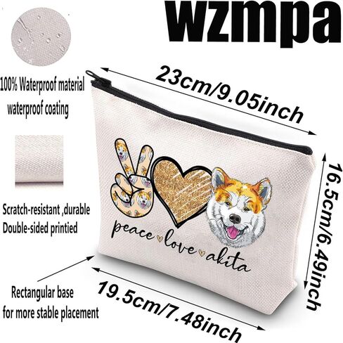 WZMPA مضحك اكيتا حقيبة ماكياج التجميل اكيتا الكلب الهدايا السلام الحب اكيتا زيبر الحقيبة لعشاق اكيتا (السلام اكيتا) in Saudi Arabia