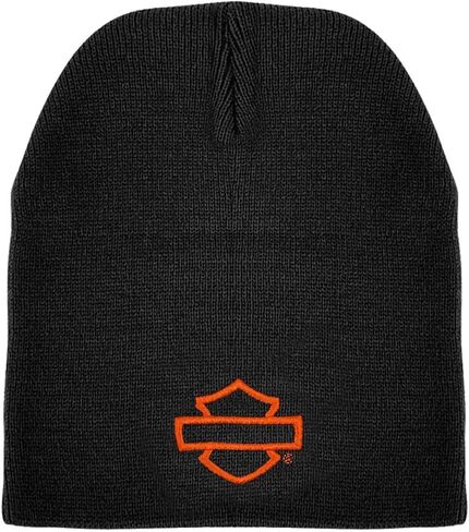 Harley-Davidson Men's Embroidered Open Bar & Shield Skull Beanie Hat - Black in Saudi Arabia