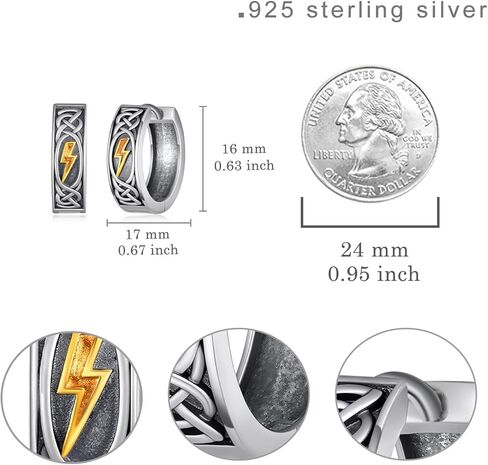 Lightning Bolt Hoop Earrings for Men 925 Sterling Silver Lightning Earrings Gifts for Weather Enthusiasts in Saudi Arabia