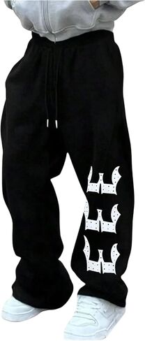 VIPWOLF Men's Graphic Baggy Sweatpants Drawstring Designer Stacked Sweat Pants with Pockets in Saudi Arabia