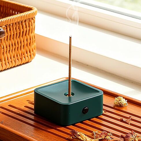 Navy Blue Geometric Cube Incense Burner Holder Deep Solid Color Zen Desk Altar Decor in Saudi Arabia