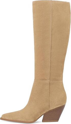 Mattiventon Knee High Boots Women Fall Chunky Heel Tall Snip Toe Pull on Womens Comfortable Trendy Suede Boots 2025 with Side Zipper in Kuwait