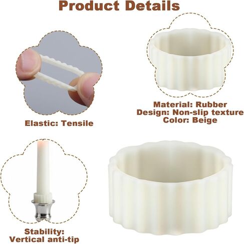 10Pcs Silicone Taper Candle Grippers Candle Hugger Gaskets, Candles Grips Inserts Non-Slip Adapter Hugger Rings for Holders & Cups, Drip Protector to Keep Bougie Upright for Tapers and Candles in Saudi Arabia
