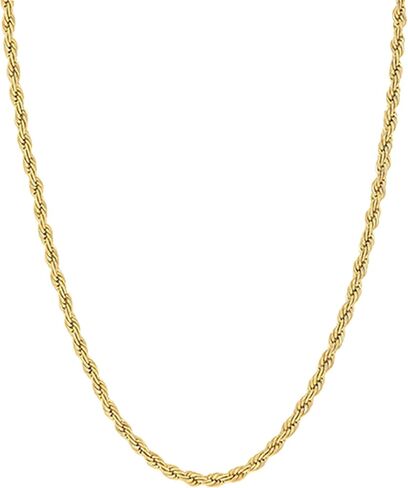 Solid 14K Yellow Gold Rope Chain Necklace for Men and Women, Lobster Claw Clasp, Jewelry Gift in Saudi Arabia
