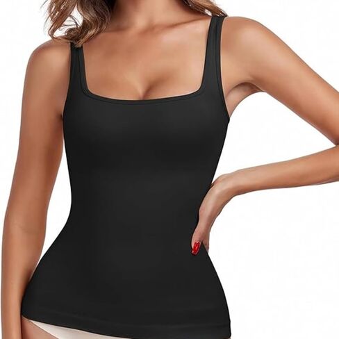 Women's Tummy Control Shapewear Tank Tops Seamless Square/Scoop Neck Compression Body Shaper Camisole in Saudi Arabia