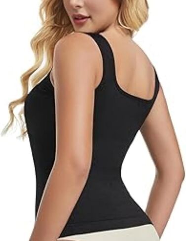 Women's Tummy Control Shapewear Tank Tops Seamless Square/Scoop Neck Compression Body Shaper Camisole in Saudi Arabia