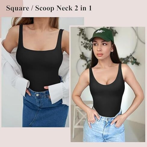Women's Tummy Control Shapewear Tank Tops Seamless Square/Scoop Neck Compression Body Shaper Camisole in Saudi Arabia