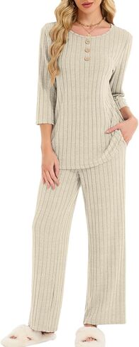 VUTRU نساء 2 قطعة مجموعة بناطيل رجالي مطابقة سترة صالة وتتسابق الخريف منامة 3/4 كم مريح السفر المطار ملابس كاجوال in Kuwait