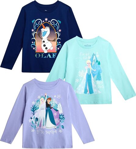 Disney Girls' Long Sleeve Shirt - 3 Pack Graphic Tee for Girls Shirts: Minnie Mouse, Princesses (3T-7) in Saudi Arabia